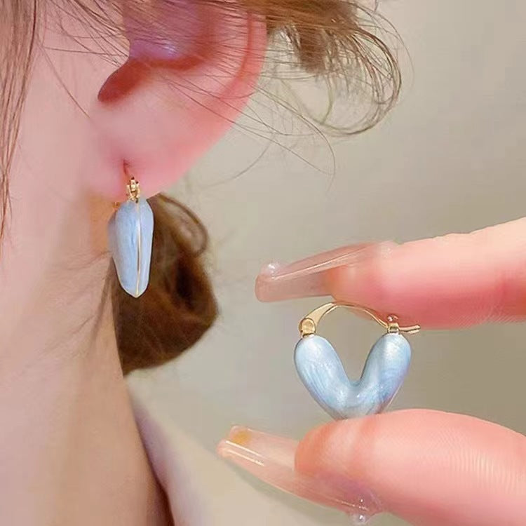 Wholesale Oil Drop Heart Earrings French Heart Shape Earrings